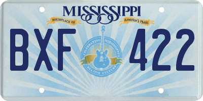 MS license plate BXF422