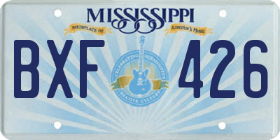 MS license plate BXF426