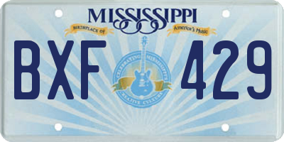 MS license plate BXF429