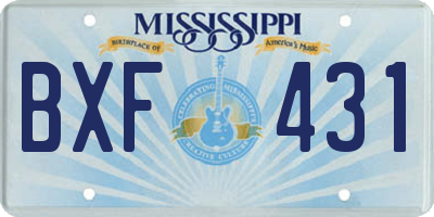 MS license plate BXF431