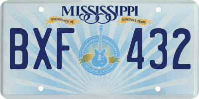 MS license plate BXF432