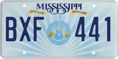 MS license plate BXF441