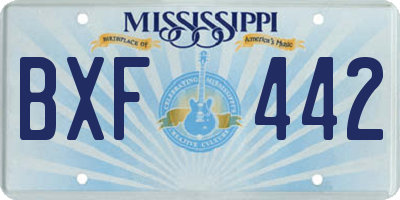 MS license plate BXF442