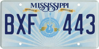 MS license plate BXF443