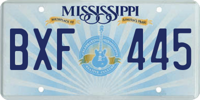 MS license plate BXF445