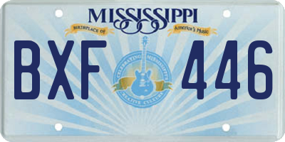 MS license plate BXF446