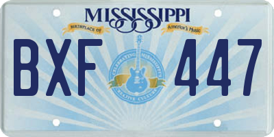 MS license plate BXF447