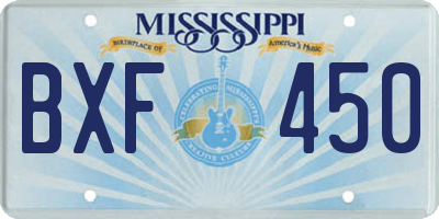 MS license plate BXF450