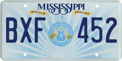 MS license plate BXF452
