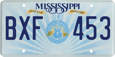 MS license plate BXF453