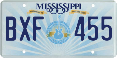 MS license plate BXF455