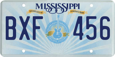 MS license plate BXF456