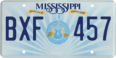 MS license plate BXF457