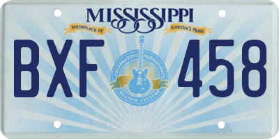 MS license plate BXF458
