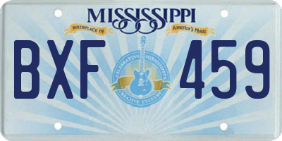 MS license plate BXF459