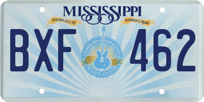 MS license plate BXF462