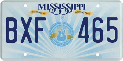 MS license plate BXF465