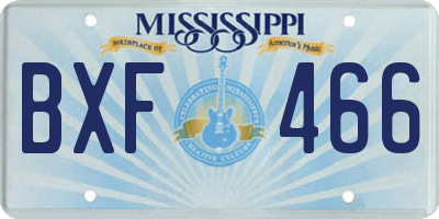MS license plate BXF466