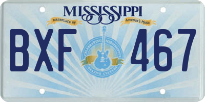 MS license plate BXF467