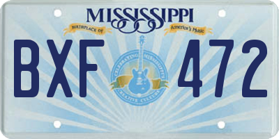 MS license plate BXF472