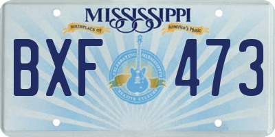 MS license plate BXF473