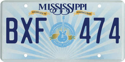 MS license plate BXF474