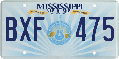 MS license plate BXF475