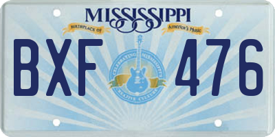MS license plate BXF476
