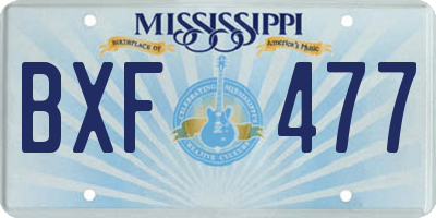 MS license plate BXF477