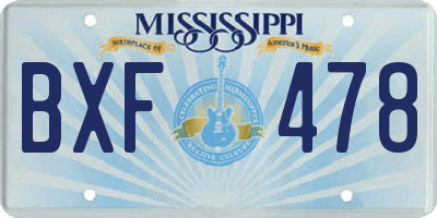 MS license plate BXF478