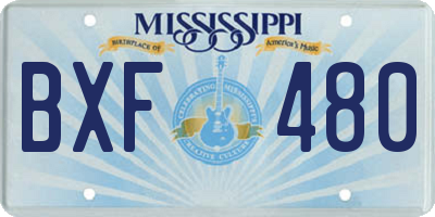 MS license plate BXF480