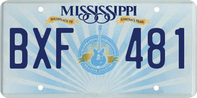 MS license plate BXF481