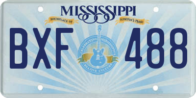 MS license plate BXF488
