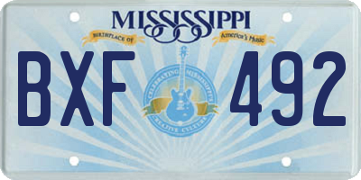 MS license plate BXF492