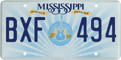 MS license plate BXF494