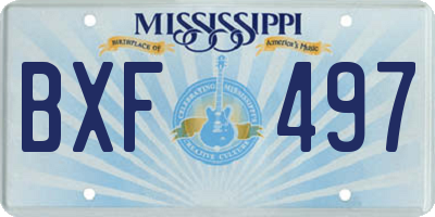 MS license plate BXF497
