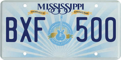 MS license plate BXF500