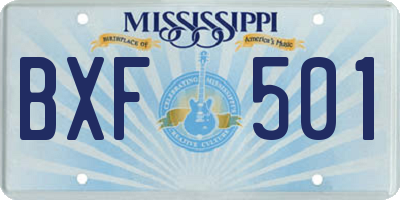 MS license plate BXF501
