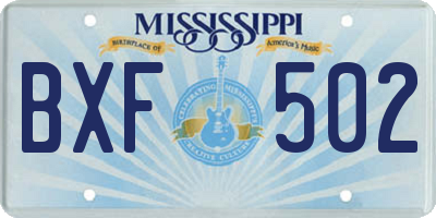 MS license plate BXF502