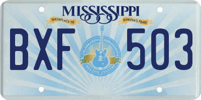 MS license plate BXF503