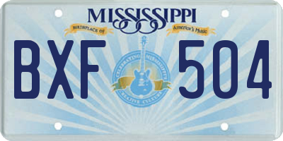 MS license plate BXF504