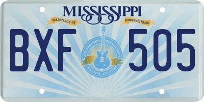 MS license plate BXF505