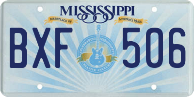 MS license plate BXF506