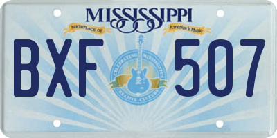 MS license plate BXF507