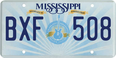 MS license plate BXF508