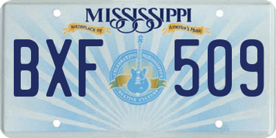 MS license plate BXF509