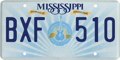 MS license plate BXF510