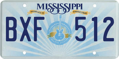 MS license plate BXF512