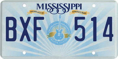 MS license plate BXF514