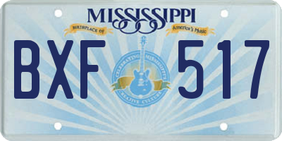 MS license plate BXF517